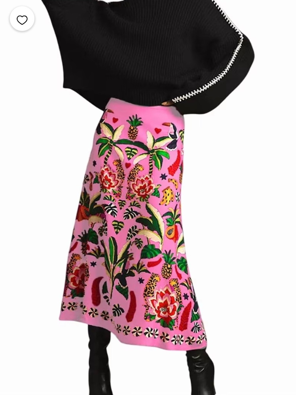 FARM Rio Pink Tropical Jungle Midi Skirt